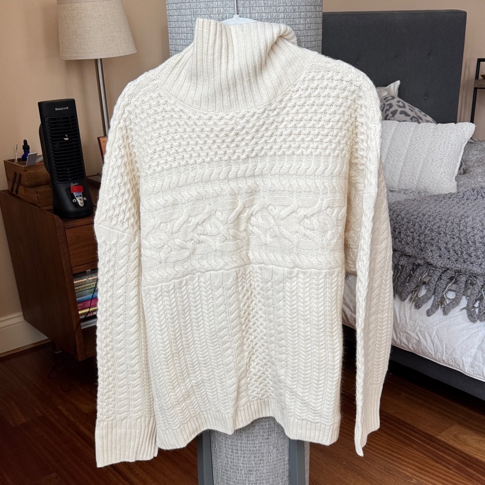 Nordstrom Cream Cable Knit Turtleneck Sweater - Picture 2 of 5